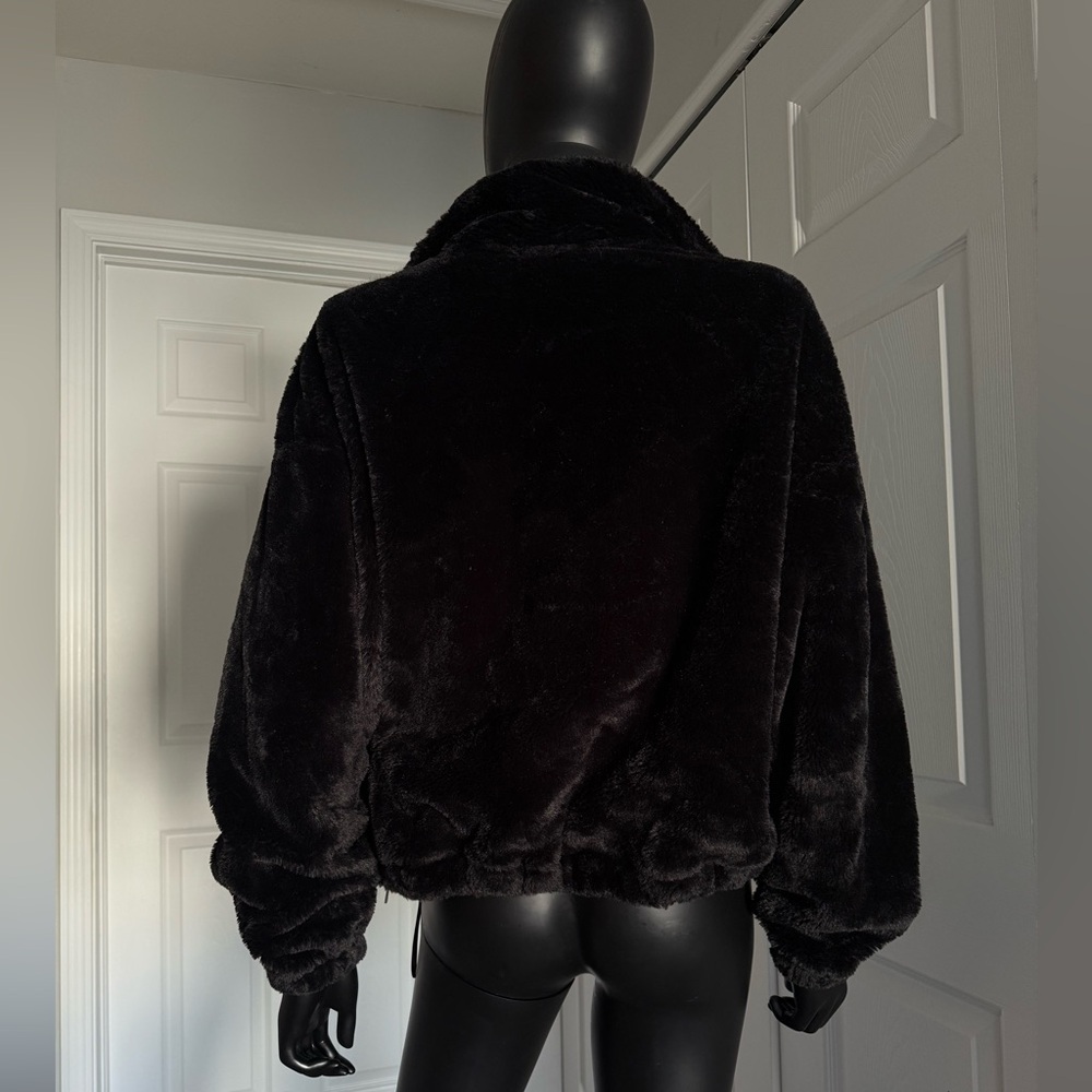 Calvin Klein Black fur zip up sweater